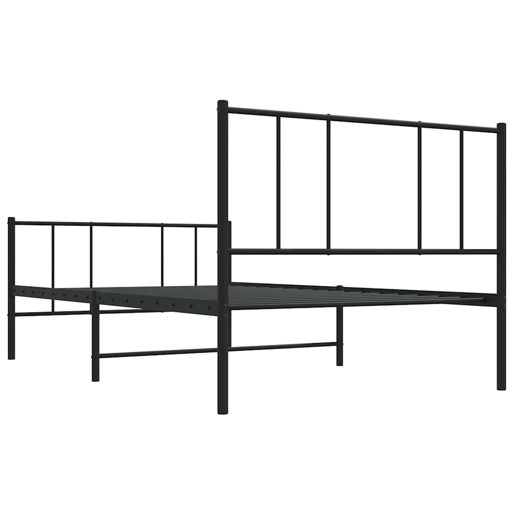 Giroletto con Testiera e Pediera Metallo Nero 75x190 cm | homemem39