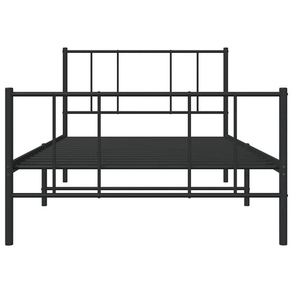 Giroletto con Testiera e Pediera Metallo Nero 90x190 cm