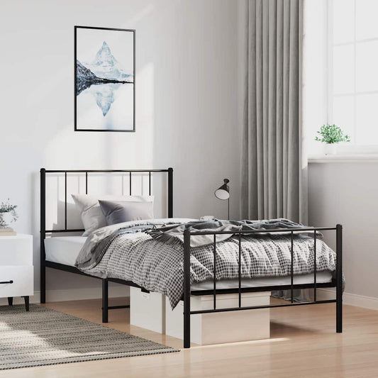 Giroletto con Testiera e Pediera Metallo Nero 100x190 cm | homemem39