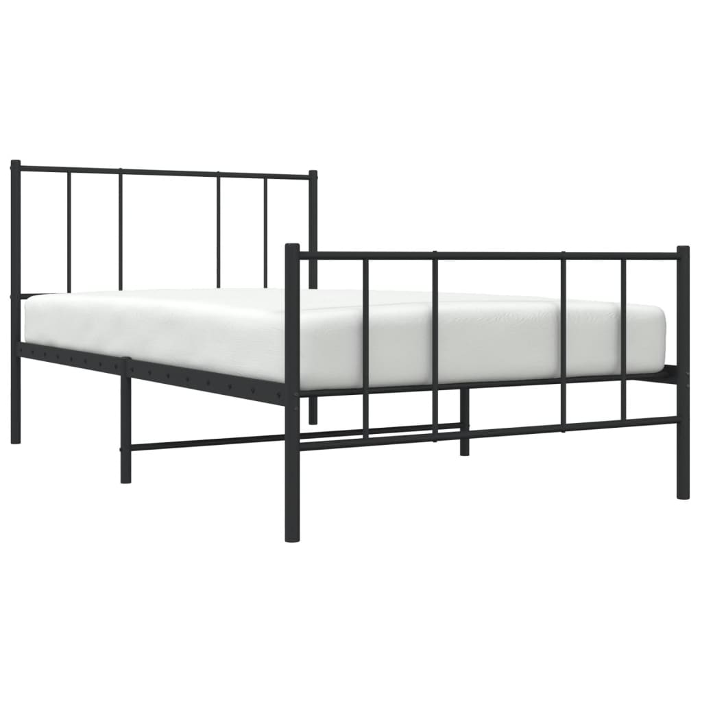 Giroletto con Testiera e Pediera Metallo Nero 100x200 cm | homemem39