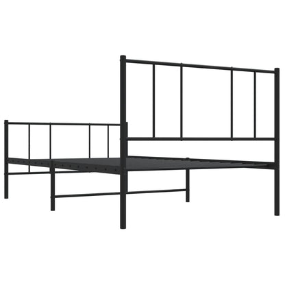 Giroletto con Testiera e Pediera Metallo Nero 100x200 cm | homemem39
