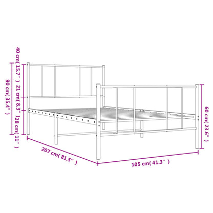 Giroletto con Testiera e Pediera Metallo Nero 100x200 cm | homemem39