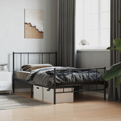 Giroletto con Testiera e Pediera Metallo Nero 100x200 cm | homemem39