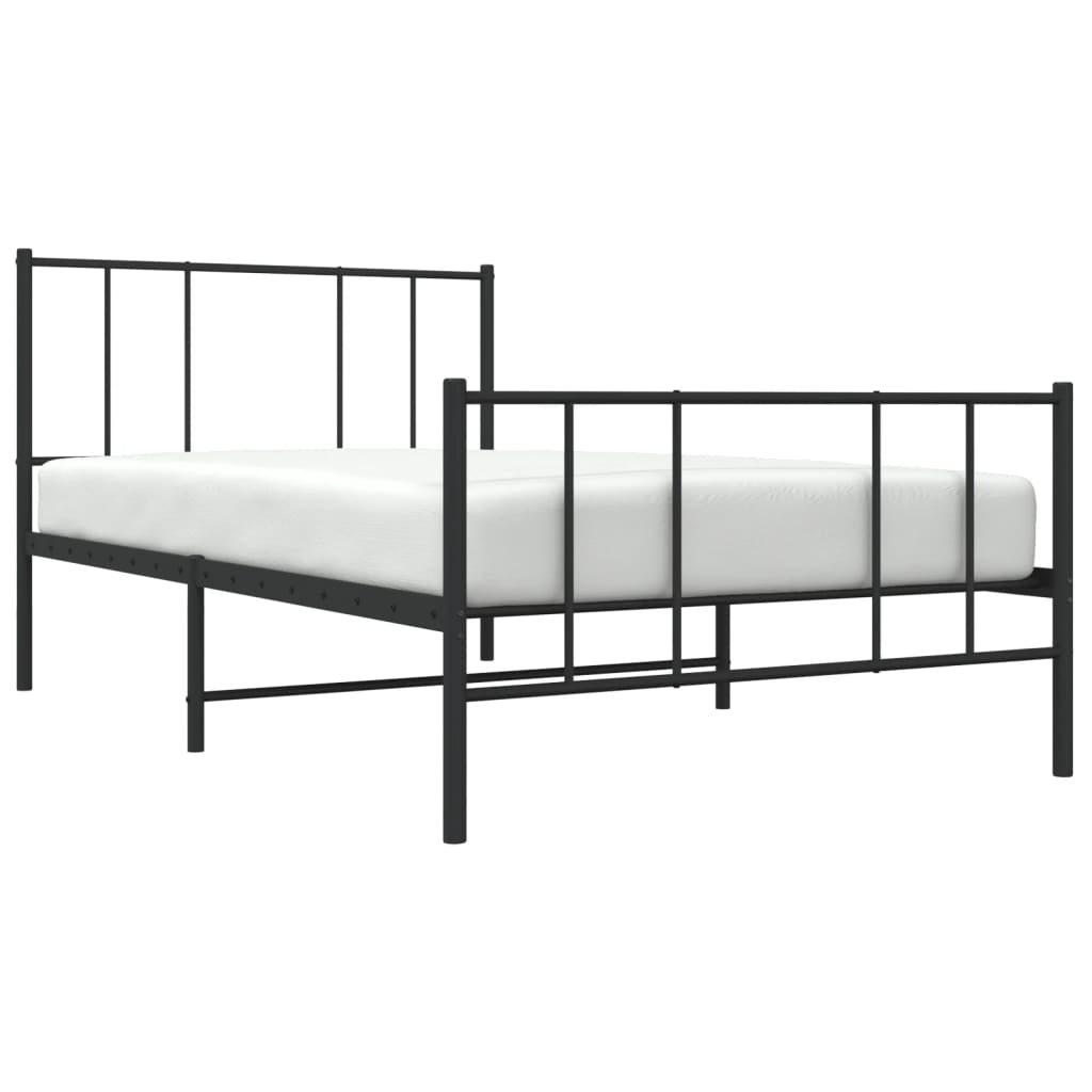 Giroletto con Testiera e Pediera Metallo Nero 107x203 cm | homemem39