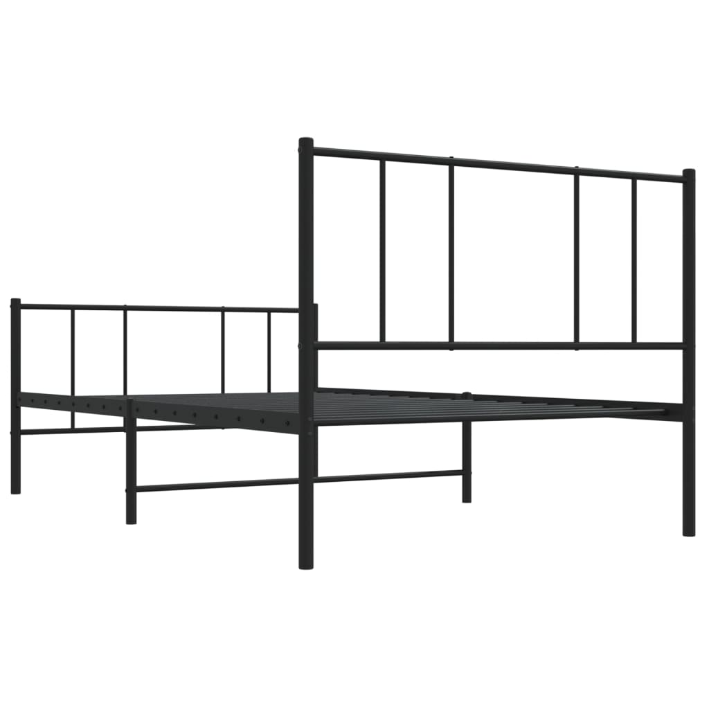 Giroletto con Testiera e Pediera Metallo Nero 107x203 cm | homemem39