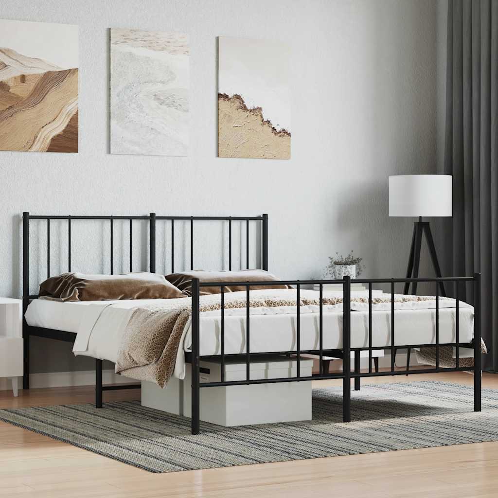 Giroletto con Testiera e Pediera Metallo Nero 120x190 cm | homemem39