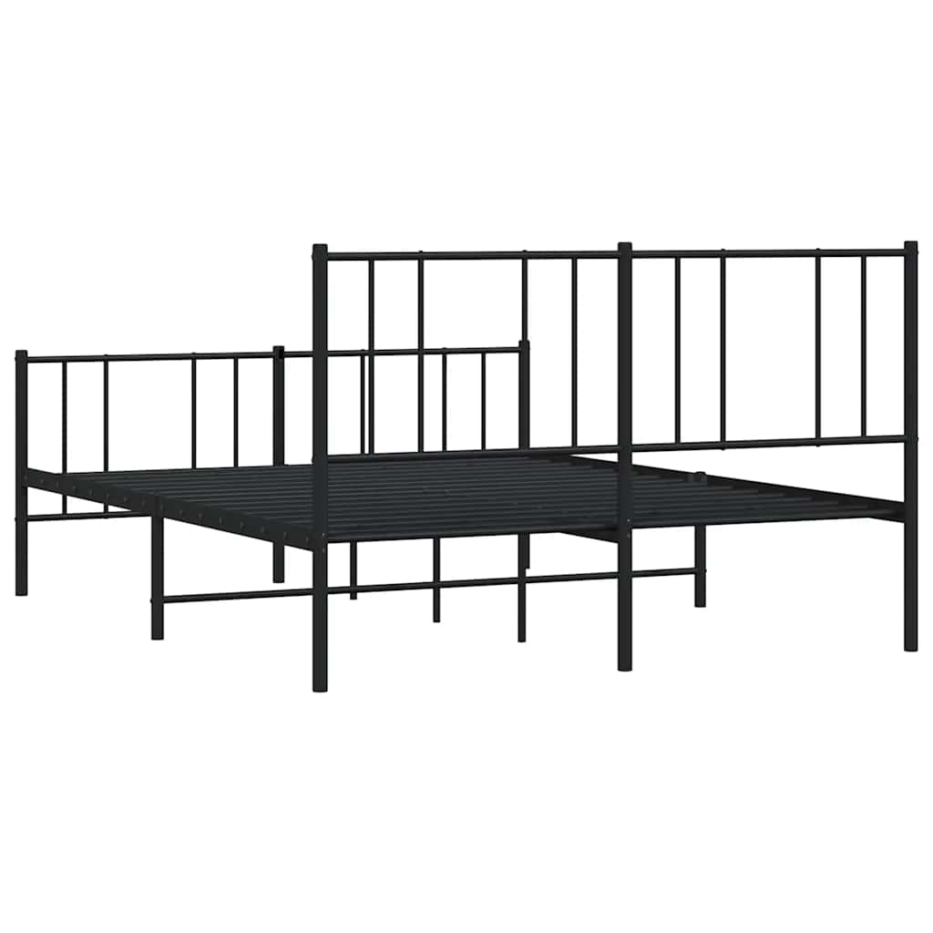 Giroletto con Testiera e Pediera Metallo Nero 140x190 cm