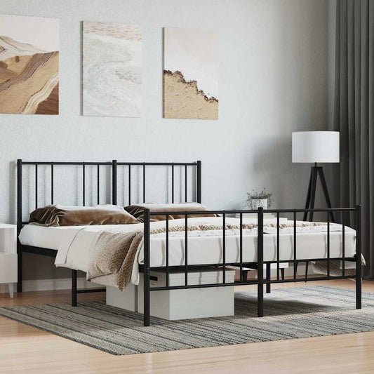 Giroletto con Testiera e Pediera Metallo Nero 140x190 cm | homemem39