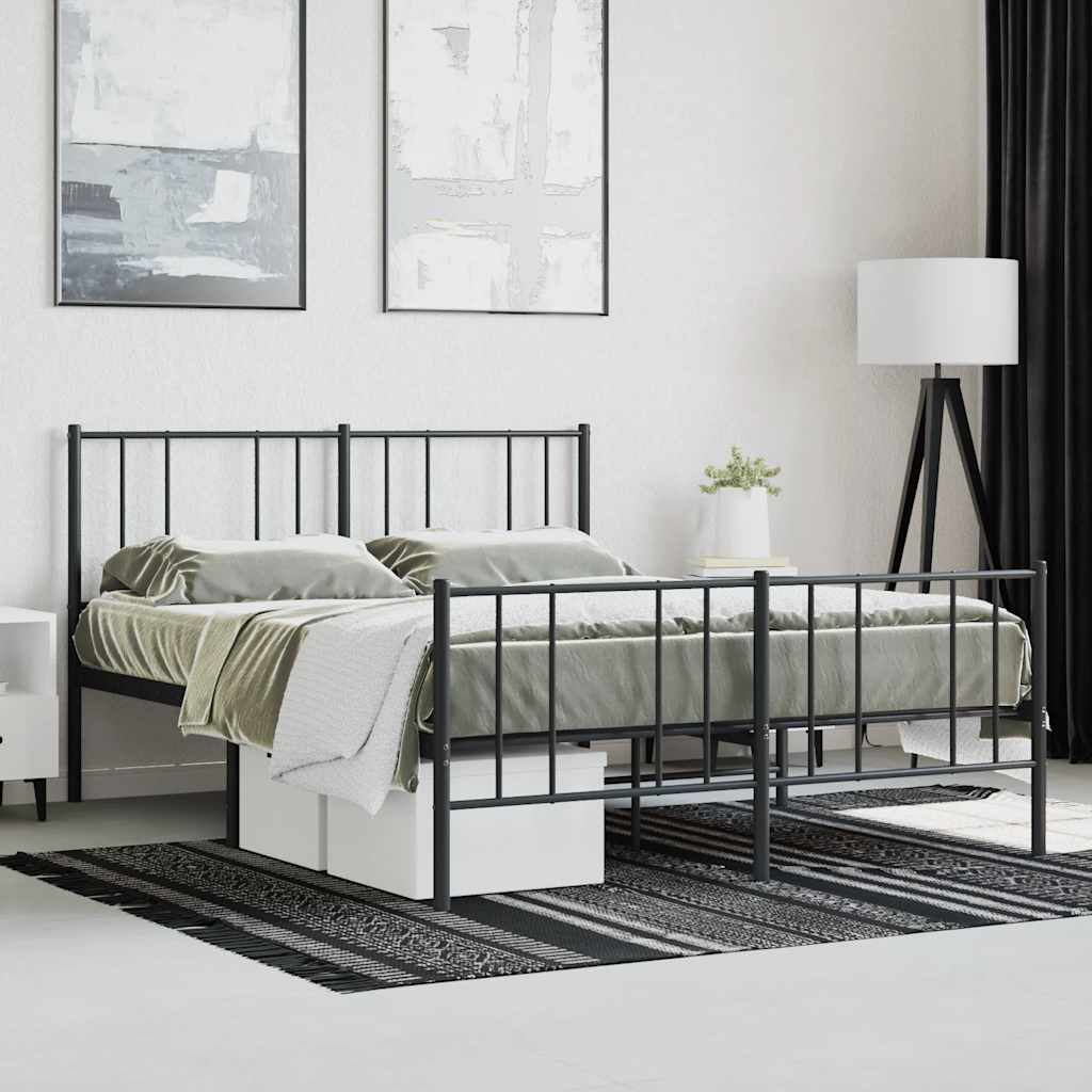 Giroletto senza Materaso con Pediera in Metallo Nero 160x200 cm | homemem39