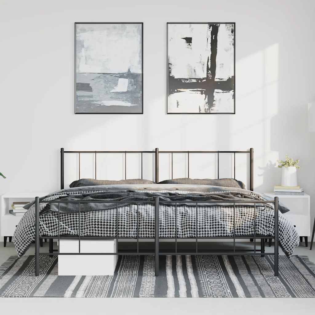 Giroletto con Testiera e Pediera Metallo Nero 193x203 cm | homemem39