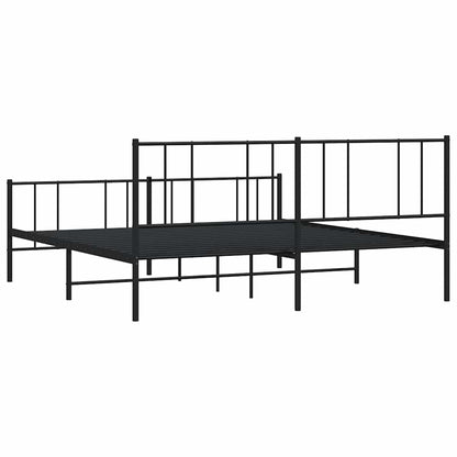 Giroletto con Testiera e Pediera Metallo Nero 193x203 cm | homemem39
