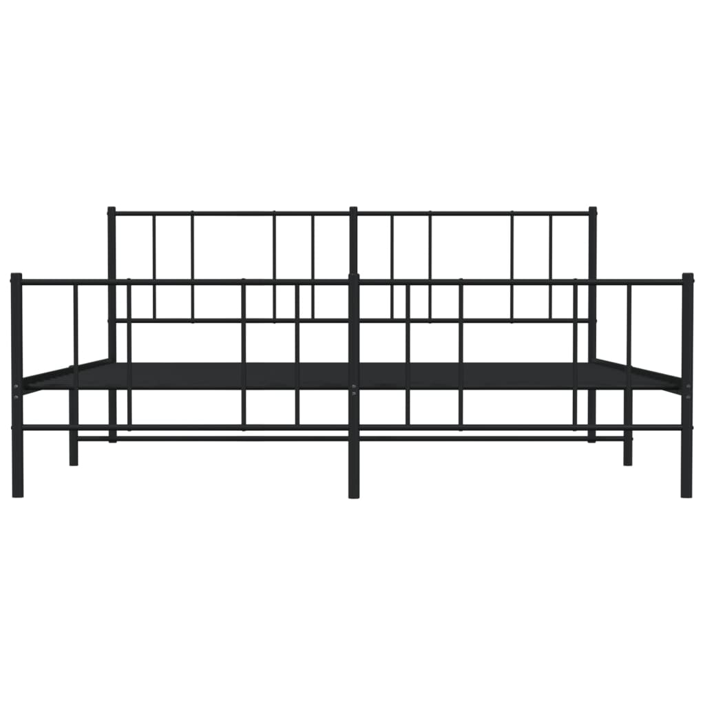 Giroletto con Testiera e Pediera Metallo Nero 200x200 cm