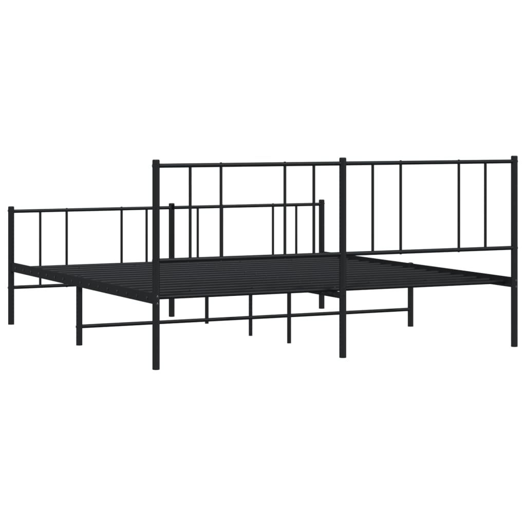 Giroletto con Testiera e Pediera Metallo Nero 200x200 cm