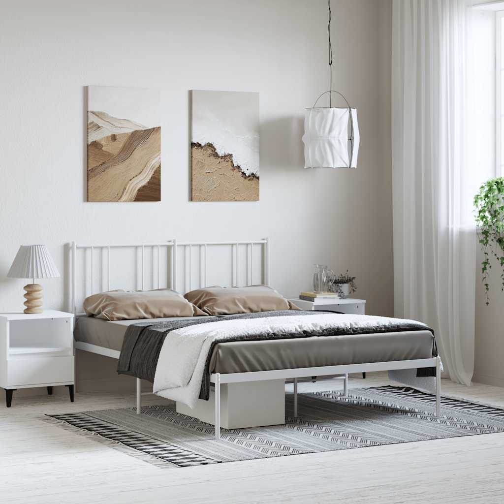 Giroletto con Testiera Metallo Bianco 135x190 cm | homemem39