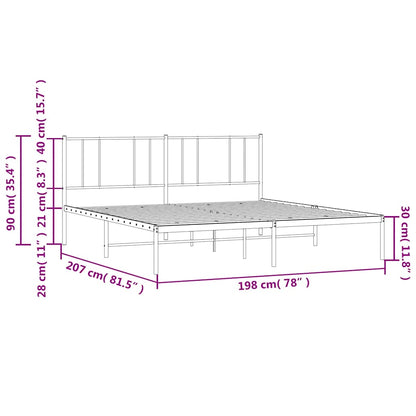 Giroletto con Testiera Metallo Bianco 193x203 cm | homemem39