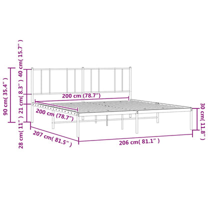Giroletto con Testiera Metallo Bianco 200x200 cm | homemem39