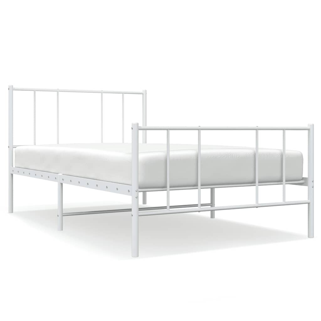 Giroletto con Testiera e Pediera Metallo Bianco 80x200 cm | homemem39