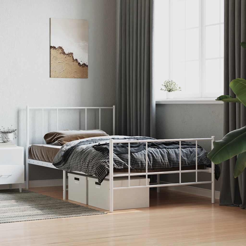 Giroletto con Testiera e Pediera Metallo Bianco 80x200 cm | homemem39