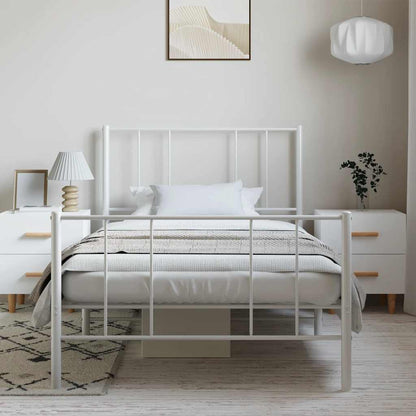 Giroletto con Testiera e Pediera Metallo Bianco 100x190 cm | homemem39