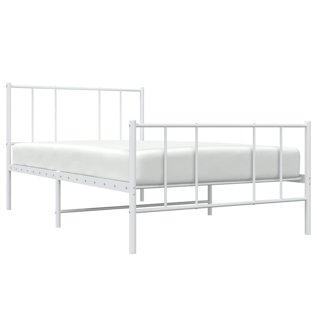 Giroletto con Testiera e Pediera Metallo Bianco 100x190 cm | homemem39