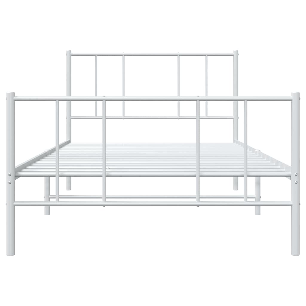 Giroletto con Testiera e Pediera Metallo Bianco 100x190 cm | homemem39