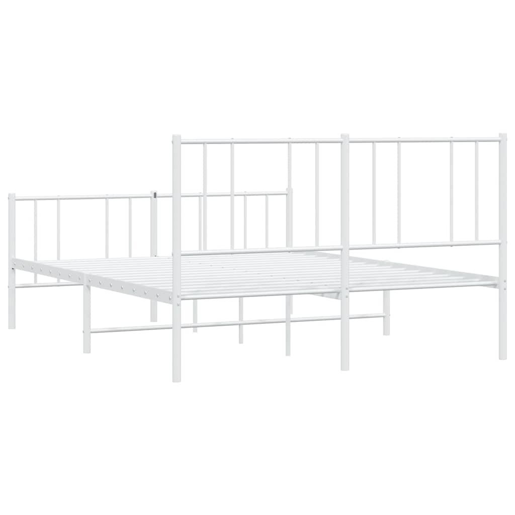 Giroletto con Testiera e Pediera Metallo Bianco 140x190 cm