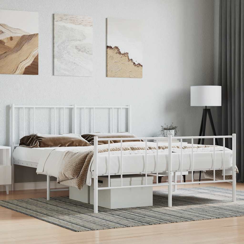 Giroletto con Testiera e Pediera Metallo Bianco 140x200 cm | homemem39