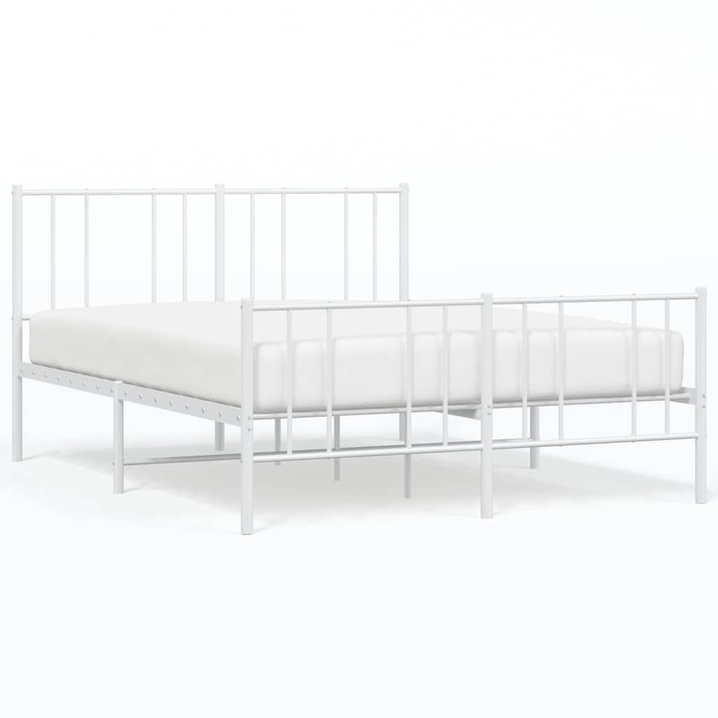 Giroletto con Testiera e Pediera Metallo Bianco 150x200 cm | homemem39