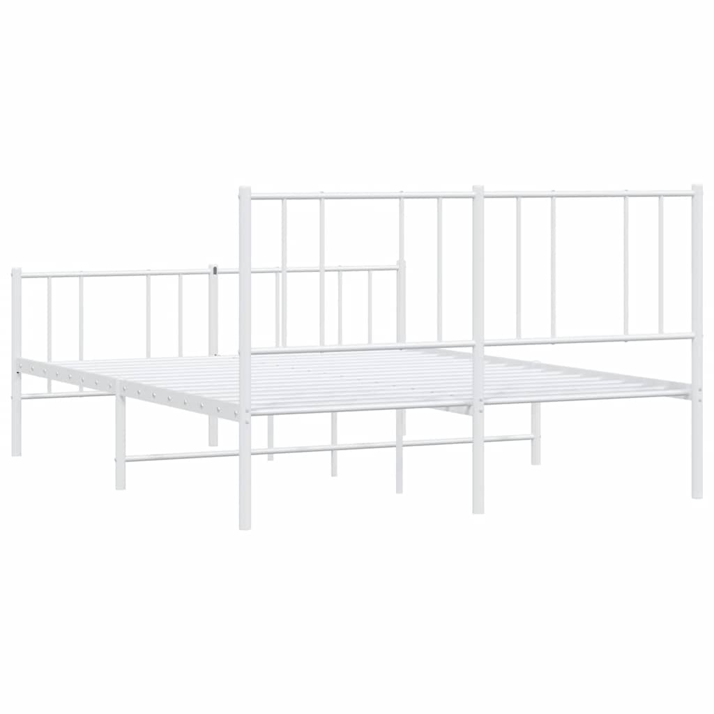 Giroletto con Testiera e Pediera Metallo Bianco 150x200 cm | homemem39