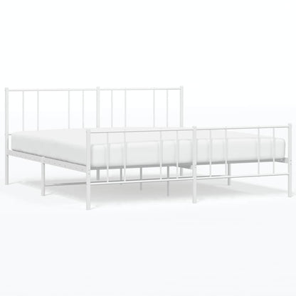 Giroletto con Testiera e Pediera Metallo Bianco 180x200 cm | homemem39