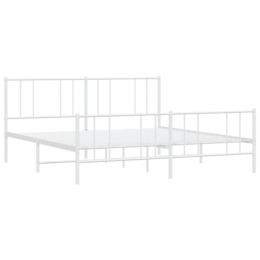 Giroletto con Testiera e Pediera Metallo Bianco 180x200 cm | homemem39