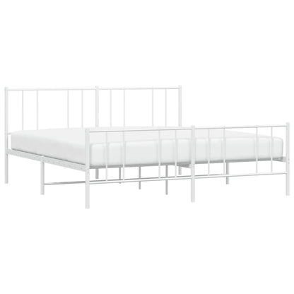 Giroletto con Testiera e Pediera Metallo Bianco 180x200 cm | homemem39