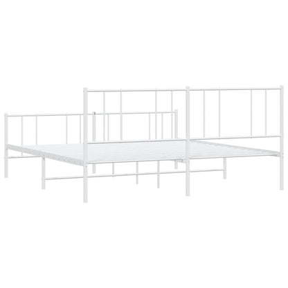 Giroletto con Testiera e Pediera Metallo Bianco 180x200 cm | homemem39