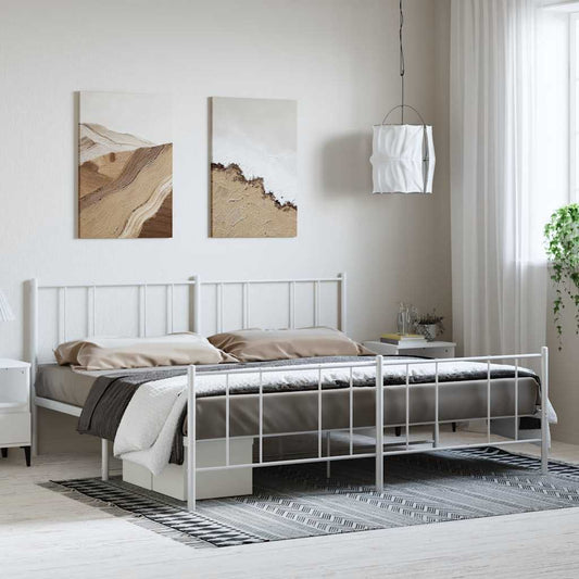 Giroletto con Testiera e Pediera Metallo Bianco 183x213 cm | homemem39