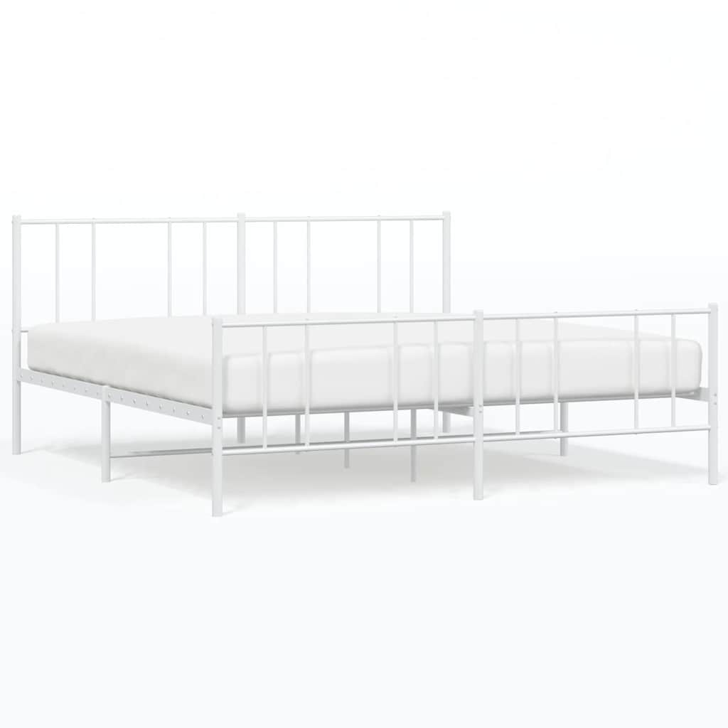 Giroletto con Testiera e Pediera Metallo Bianco 193x203 cm | homemem39