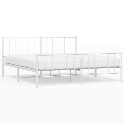 Giroletto con Testiera e Pediera Metallo Bianco 193x203 cm | homemem39