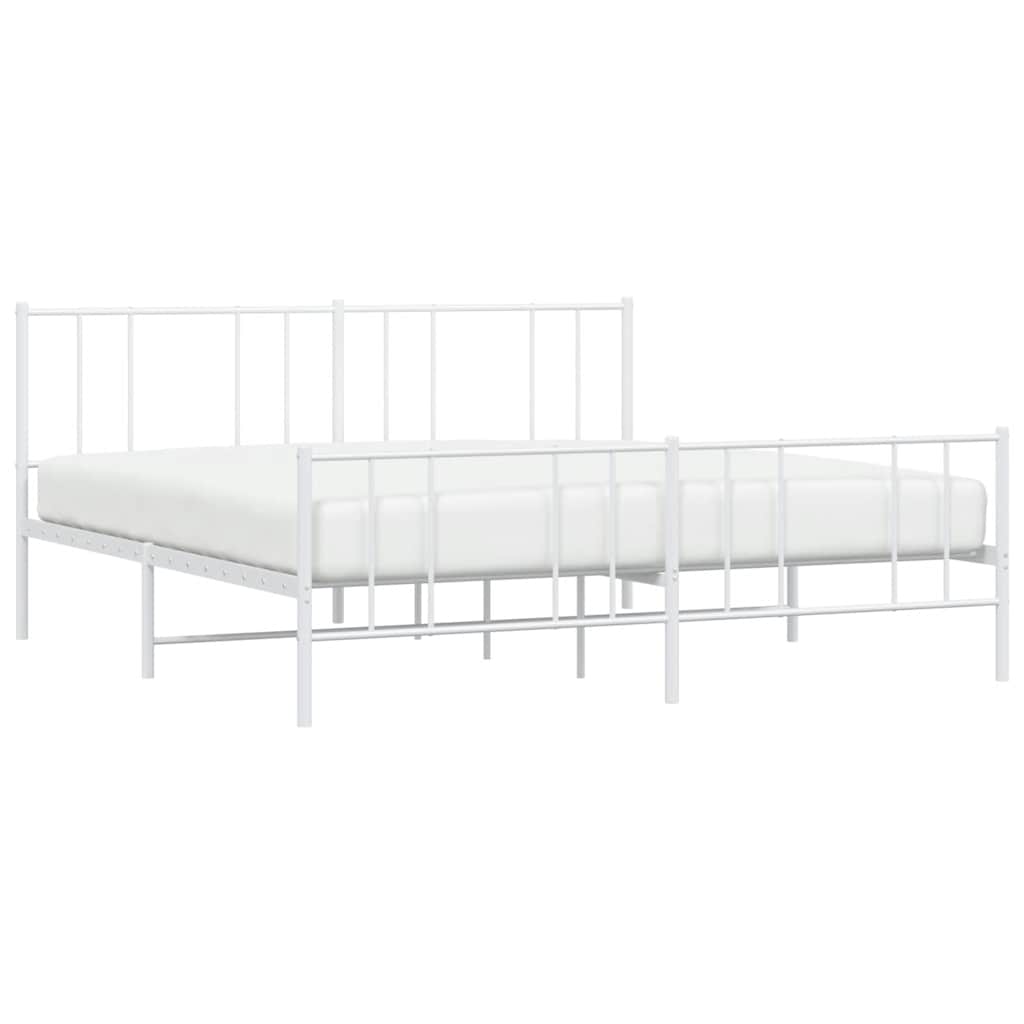 Giroletto con Testiera e Pediera Metallo Bianco 193x203 cm | homemem39