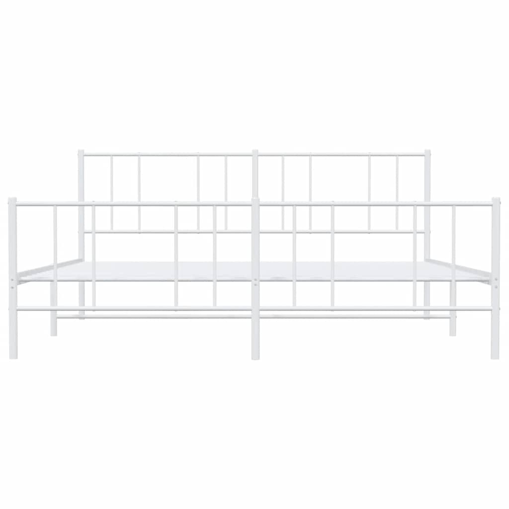 Giroletto con Testiera e Pediera Metallo Bianco 193x203 cm | homemem39