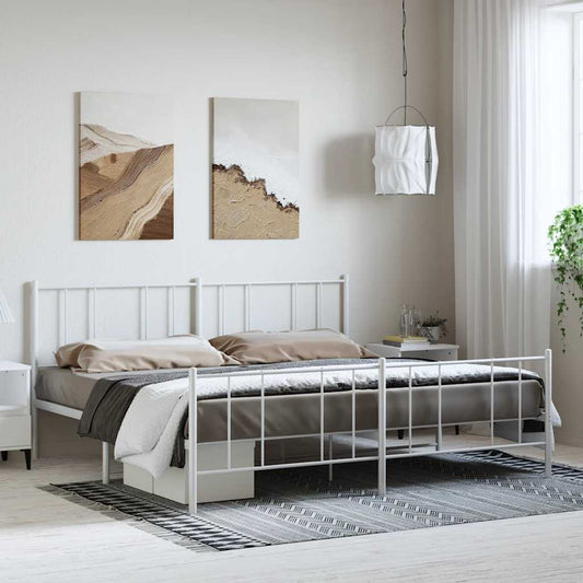 Giroletto con Testiera e Pediera Metallo Bianco 193x203 cm | homemem39