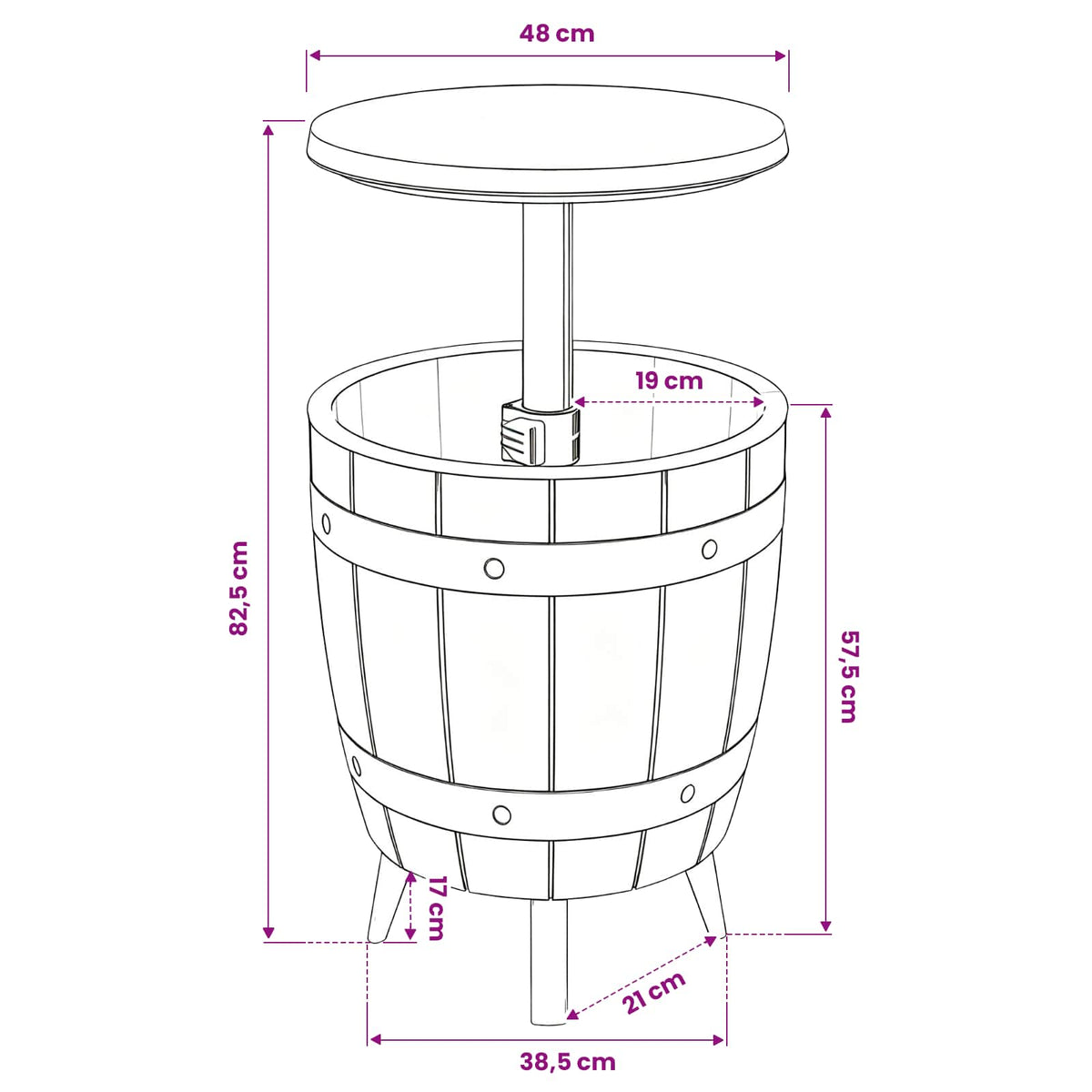 Tavolo Frigo 3 in 1 Polipropilene Marrone Chiaro
