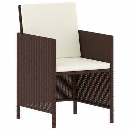 Set da Pranzo da Giardino 6pz con Cuscini in Polyrattan Marrone