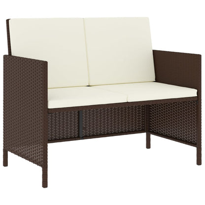 Set da Pranzo da Giardino 6pz con Cuscini in Polyrattan Marrone