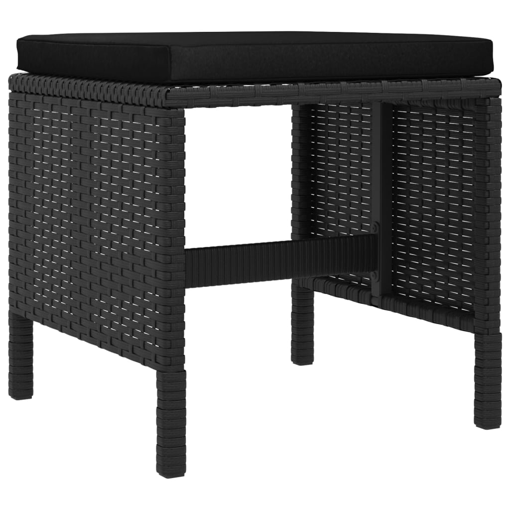 Set da Pranzo da Giardino 6 pz con Cuscini Nero in Polyrattan - homemem39