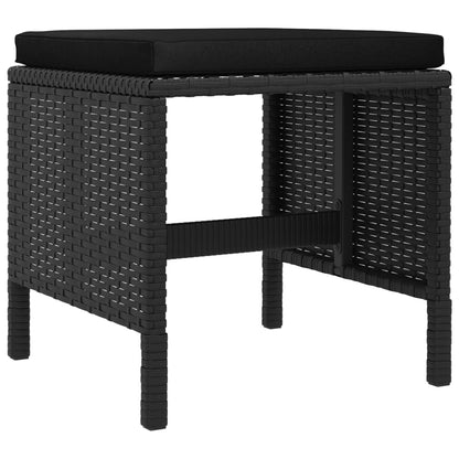 Set da Pranzo da Giardino 6 pz con Cuscini Nero in Polyrattan - homemem39