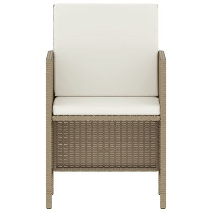 Set da Pranzo da Giardino 6 pz con Cuscini Beige in Polyrattan