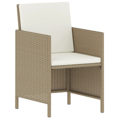 Set da Pranzo da Giardino 6 pz con Cuscini Beige in Polyrattan