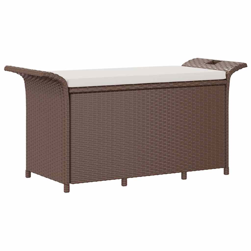 Panca da Giardino con Cuscino Marrone 116x46x57cm in Polyrattan | homemem39