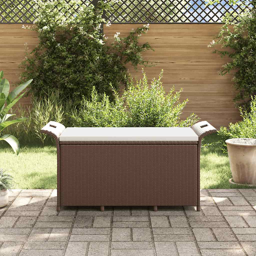 Panca da Giardino con Cuscino Marrone 116x46x57cm in Polyrattan | homemem39