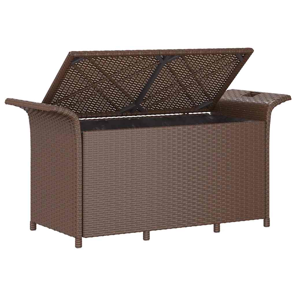 Panca da Giardino con Cuscino Marrone 116x46x57cm in Polyrattan | homemem39