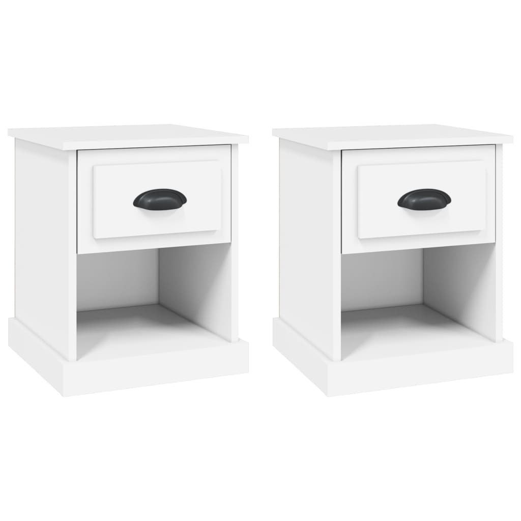 Comodini 2 pz Bianchi 39x39x47,5 cm in Legno Multistrato